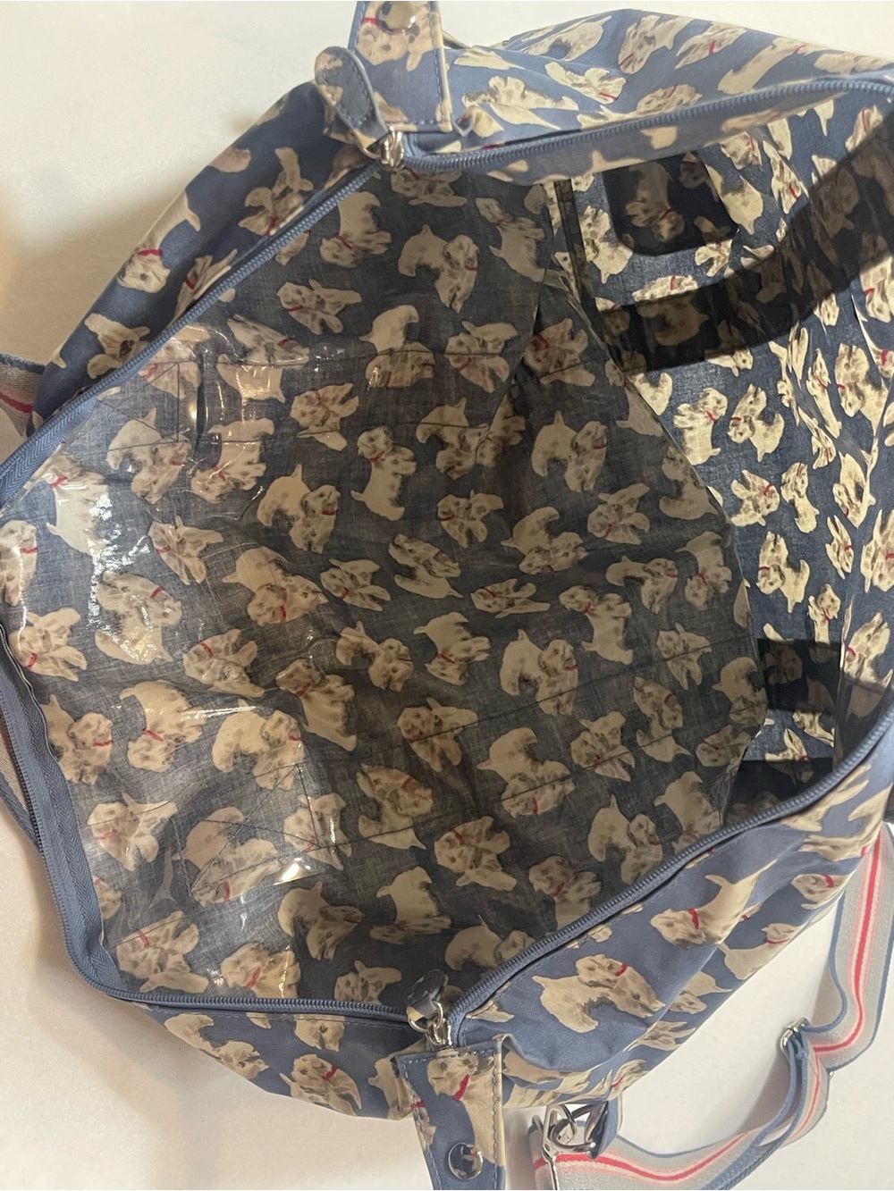 Cath Kidston Westie Dog Print Overnight Weekender Duffel Bag Blue - Picture 6 of 8